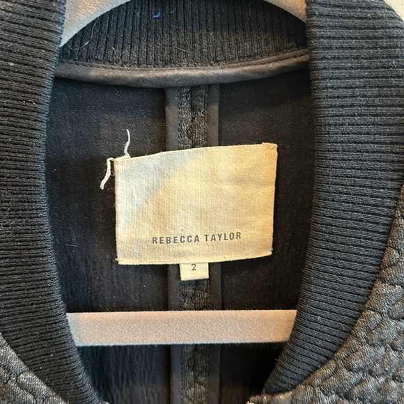 Rebecca Taylor Jacket Lace Sleeve Bomber Jacket - Picture 7 of 14